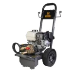 2500 PSI gas pressure washer with Honda GX200 engine and Comet triplex pump, built for effective medium-duty cleaning.