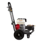 2500 PSI gas pressure washer with Honda GX200 engine and Comet triplex pump, built for effective medium-duty cleaning.
