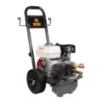 2500 PSI gas pressure washer with Honda GX200 engine and Comet triplex pump, built for effective medium-duty cleaning.