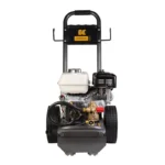 2500 PSI gas pressure washer with Honda GX200 engine and Comet triplex pump, built for effective medium-duty cleaning.
