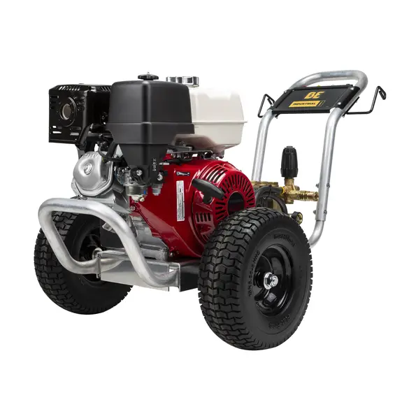 4000 PSI gas pressure washer with Honda GX390 engine and Comet triplex pump for powerful industrial cleaning.