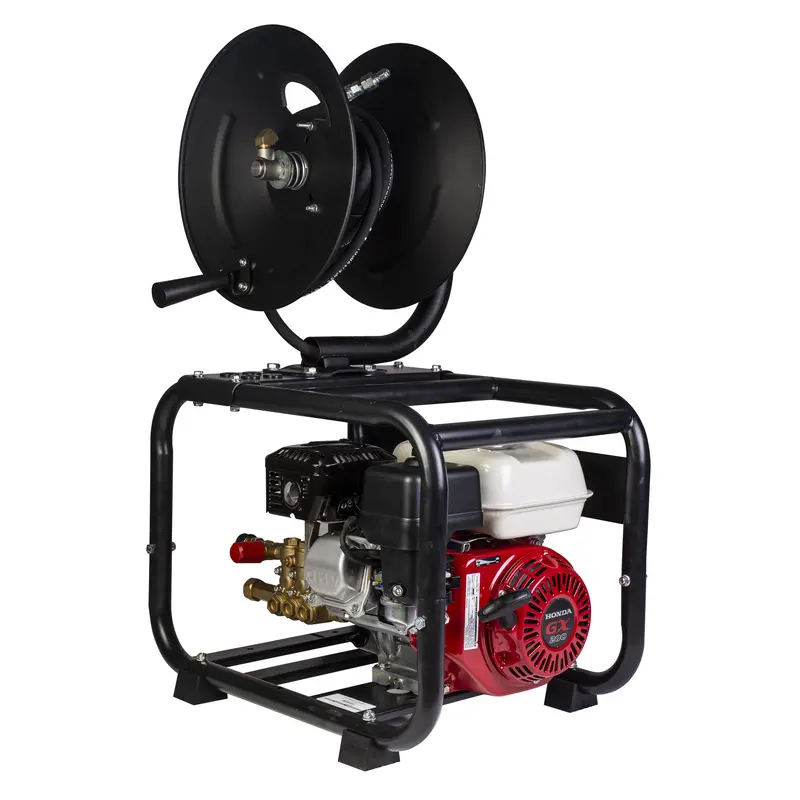 2500 PSI gas pressure washer with Honda GX200 engine and Comet triplex pump for versatile medium-duty cleaning.