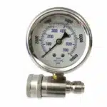 10,000 PSI Top Mount Gauge on Stainless QC Fitting
