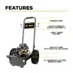1,500 PSI electric pressure washer with Baldor electric motor and AR triplex pump for powerful cleaning.