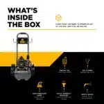 1500 PSI electric pressure washer with Powerease motor and triplex pump for light-duty cleaning.