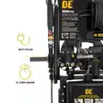 1,500 PSI electric pressure washer with Powerease motor and triplex pump for efficient home cleaning.