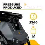 2,300 PSI electric pressure washer with Powerease motor and AR axial pump for effective home cleaning.
