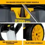 2,300 PSI electric pressure washer with Powerease motor and AR axial pump for effective home cleaning.