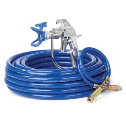 Silver Plus Airless Spray Gun, RAC X LTX 517, BlueMax II Airless Hose 1-4 in x 50 ft, BlueMax II Airless Whip Hose 3-16 in x 3 ft