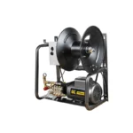 1,500 PSI wall-mount electric pressure washer with 2.0 GPM, 2.0 HP Baldor motor, and high-temperature General Triplex pump