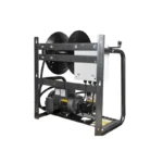 1,500 PSI wall-mount electric pressure washer with 2.0 GPM, 2.0 HP Baldor motor, and high-temperature General Triplex pump