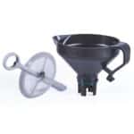 Funnel strainer kit for filtering debris during fluid transfer with durable construction