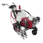 Titan PowrLiner 6955 hydraulic line striper with Honda GX160 engine, dual-gun setup, and 12-gallon hopper for large-scale striping projects.
